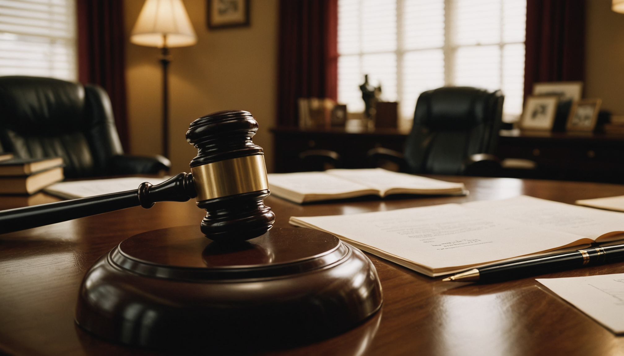 Person reviewing a legal retainer agreement document at a desk with two folders labeled with law firm names